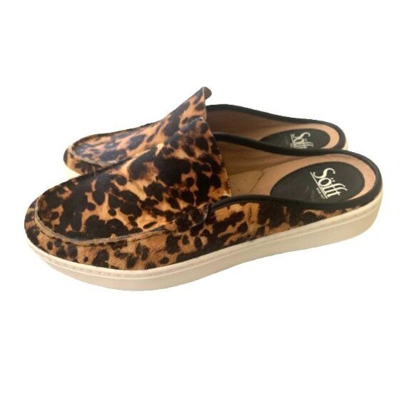 SOFFT Somers Brown Leopard Print Mule Size 10M - Picture 2 of 5
